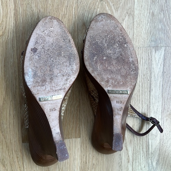 Women’s Cole Haan Slingback Wedge Heel Peeptoe Snakeskin. Size 8.5. - Picture 4 of 7